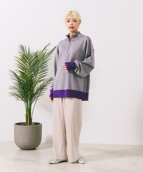 【ROUGH TRADE/ラフトレード】ダブルフェイスハーフZIPニット（ニット/セーター）｜ROUGH TRADE（ラフトレード）