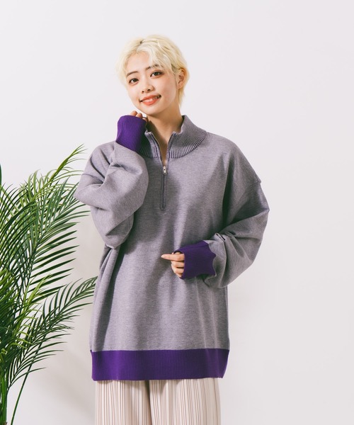 【ROUGH TRADE/ラフトレード】ダブルフェイスハーフZIPニット（ニット/セーター）｜ROUGH TRADE（ラフトレード）