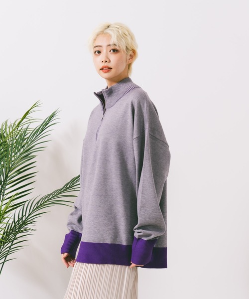 【ROUGH TRADE/ラフトレード】ダブルフェイスハーフZIPニット（ニット/セーター）｜ROUGH TRADE（ラフトレード）