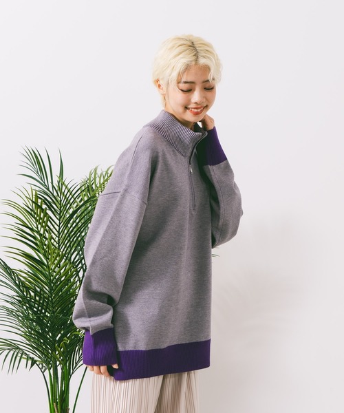 【ROUGH TRADE/ラフトレード】ダブルフェイスハーフZIPニット（ニット/セーター）｜ROUGH TRADE（ラフトレード）