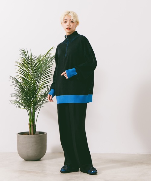 【ROUGH TRADE/ラフトレード】ダブルフェイスハーフZIPニット（ニット/セーター）｜ROUGH TRADE（ラフトレード）
