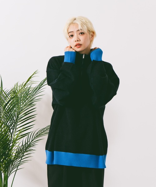 【ROUGH TRADE/ラフトレード】ダブルフェイスハーフZIPニット（ニット/セーター）｜ROUGH TRADE（ラフトレード）