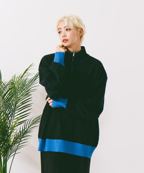 【ROUGH TRADE/ラフトレード】ダブルフェイスハーフZIPニット（ニット/セーター）｜ROUGH TRADE（ラフトレード）
