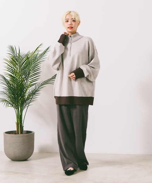 【ROUGH TRADE/ラフトレード】ダブルフェイスハーフZIPニット（ニット/セーター）｜ROUGH TRADE（ラフトレード）