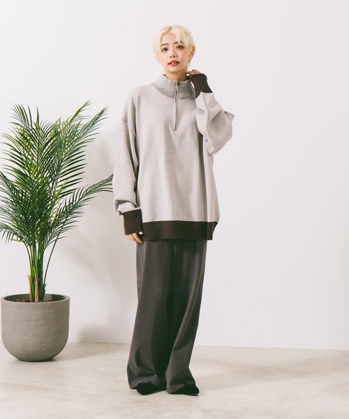 【ROUGH TRADE/ラフトレード】ダブルフェイスハーフZIPニット（ニット/セーター）｜ROUGH TRADE（ラフトレード）