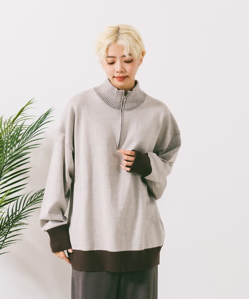 【ROUGH TRADE/ラフトレード】ダブルフェイスハーフZIPニット（ニット/セーター）｜ROUGH TRADE（ラフトレード）