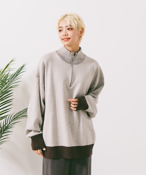 【ROUGH TRADE/ラフトレード】ダブルフェイスハーフZIPニット（ニット/セーター）｜ROUGH TRADE（ラフトレード）