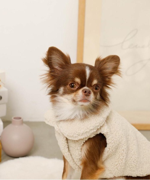 リバーシブルキルティングボアベスト（ペットウェア）｜moncheri