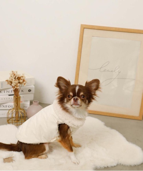 リバーシブルキルティングボアベスト（ペットウェア）｜moncheri