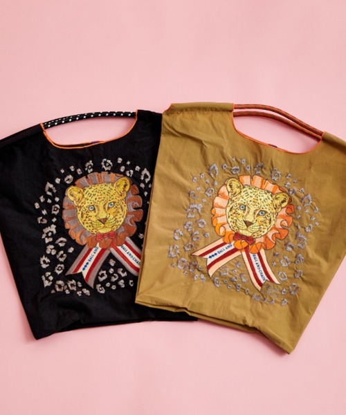 D.LEOPARD 刺繡設計尼龍托特包