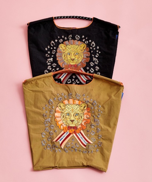 D.LEOPARD 刺繡設計尼龍托特包