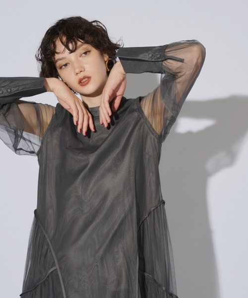 セール】パイピングチュールドレス / piping tulle dress（ドレス