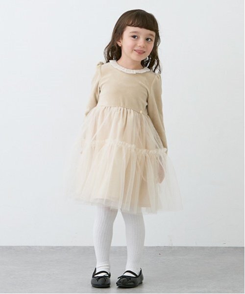 petit main（プティマイン）の「【リンク】ベロアチュールワンピース(キッズ)（ワンピース・キッズ・ネイビー/ライトベージュ/ライトピンク・130cm/80ｃｍ/120cm/110cm/100cm/90cm）」の4枚目の写真
