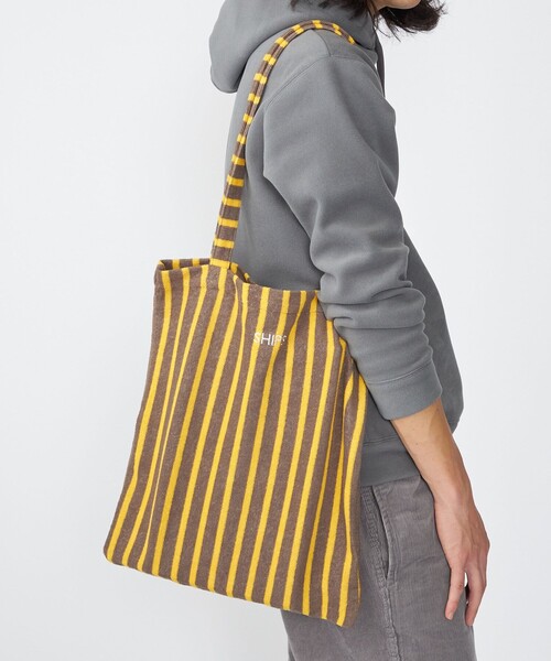 SHIPS（シップス）の「【WEB限定】SHIPS: パイル ストライプ SHIPSロゴ エンブロイダリー トート バッグ（トートバッグ・メンズ・ブルー/ブラック/グリーン/ブラウン/ホワイト・ONE SIZE）」の4枚目の写真