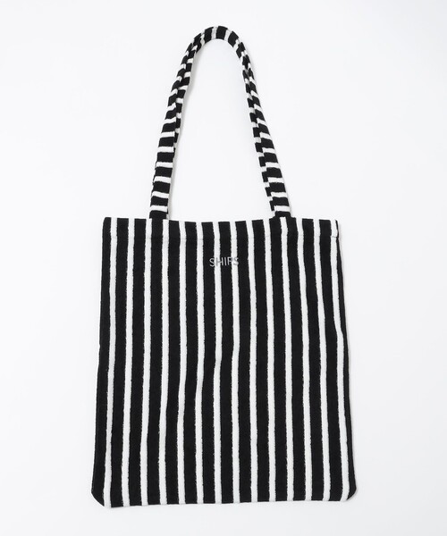 【新season】マル二 ロゴ刺繍 エンブロイダリートートバッグ WEB限定】SHIPS: パイル ストライプ SHIPSロゴ エンブロイダリー