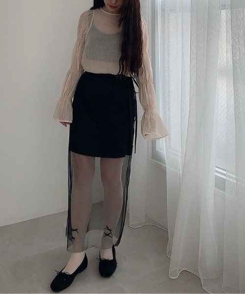 SHEER RIBBON SKIRT(スカート)|hugi(ハギ)