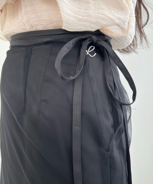 hugi(ハギ)の「SHEER RIBBON SKIRT/シアーレイヤードリボンスカート(スカート・レディース・ブラック/グレー・FREE)」の11枚目の写真