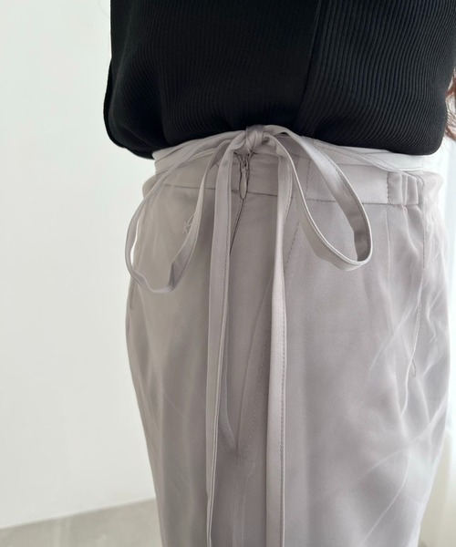 hugi(ハギ)の「SHEER RIBBON SKIRT/シアーレイヤードリボンスカート(スカート・レディース・ブラック/グレー・FREE)」の10枚目の写真