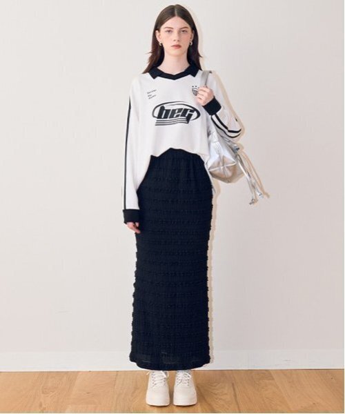 Mi-je（ミジェ）の「レースナロースカート【韓国ファッション】（スカート・レディース・ブラック/アイボリー・M）」の5枚目の写真