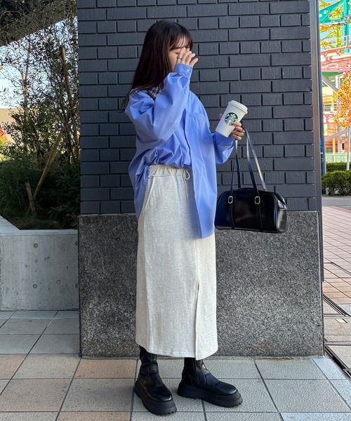 ISOOK(アイスー)の「【ISOOK / アイスー】スウェットタイトスカート / ナロースカート セミロング スリットスカート ウエストゴム ブラック アイボリー レッド 白 黒 赤 低身長 ZOZOTOWN限定(スカート・レディース・アイボリー/ブラック/レッド・FREE)」の17枚目の写真