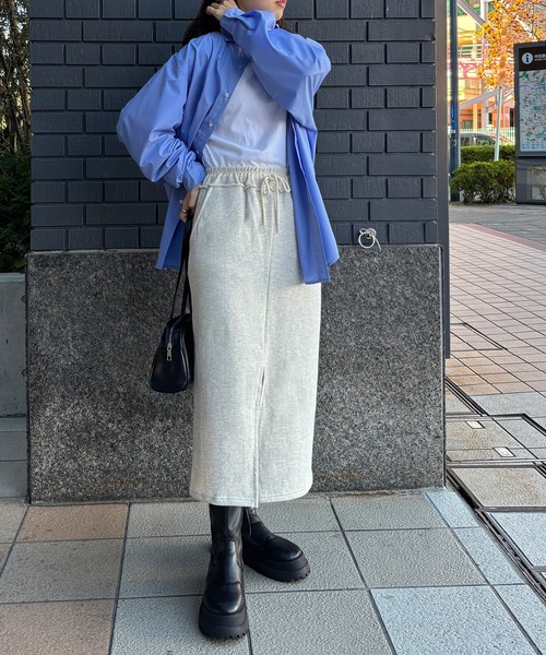 ISOOK(アイスー)の「【ISOOK / アイスー】スウェットタイトスカート / ナロースカート セミロング スリットスカート ウエストゴム ブラック アイボリー レッド 白 黒 赤 低身長 ZOZOTOWN限定(スカート・レディース・アイボリー/ブラック/レッド・FREE)」の13枚目の写真