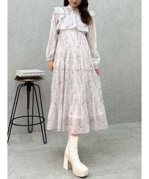 MERCURYDUO | 花柄プリーツティアードワンピース(ワンピース)