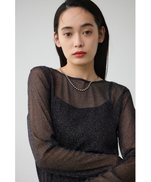 AZUL by moussy（アズールバイマウジー）の「シアーラメ長袖トップス（Tシャツ/カットソー・レディース・ライトグレー/ブラック/グレー・FREE）」の11枚目の写真