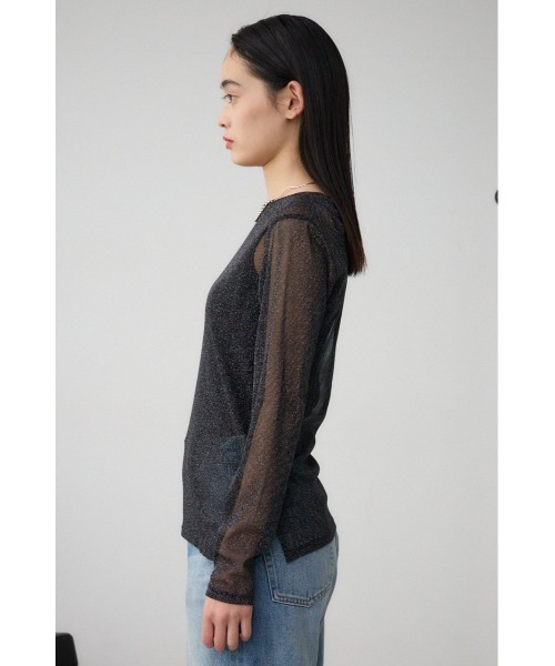 AZUL by moussy（アズールバイマウジー）の「シアーラメ長袖トップス（Tシャツ/カットソー・レディース・ライトグレー/ブラック/グレー・FREE）」の7枚目の写真