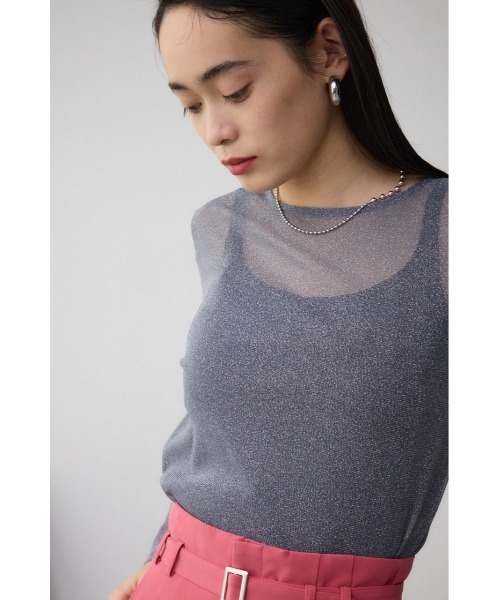 AZUL by moussy（アズールバイマウジー）の「シアーラメ長袖トップス（Tシャツ/カットソー・レディース・ライトグレー/ブラック/グレー・FREE）」の17枚目の写真