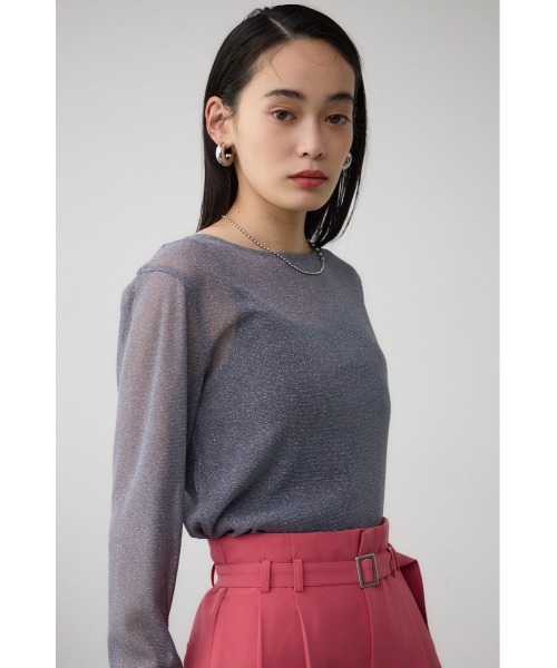 AZUL by moussy（アズールバイマウジー）の「シアーラメ長袖トップス（Tシャツ/カットソー・レディース・ライトグレー/ブラック/グレー・FREE）」の16枚目の写真