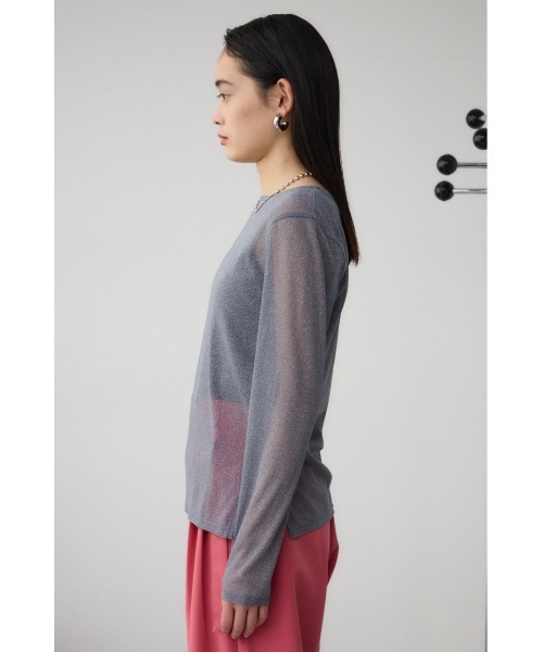AZUL by moussy（アズールバイマウジー）の「シアーラメ長袖トップス（Tシャツ/カットソー・レディース・ライトグレー/ブラック/グレー・FREE）」の13枚目の写真