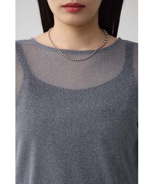 AZUL by moussy（アズールバイマウジー）の「シアーラメ長袖トップス（Tシャツ/カットソー・レディース・ライトグレー/ブラック/グレー・FREE）」の5枚目の写真