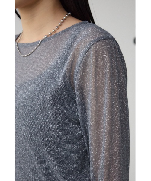 AZUL by moussy（アズールバイマウジー）の「シアーラメ長袖トップス（Tシャツ/カットソー・レディース・ライトグレー/ブラック/グレー・FREE）」の4枚目の写真