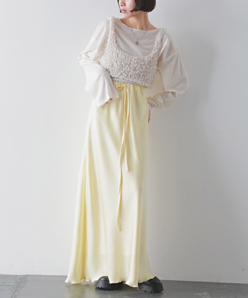 PURE BRIGHT(ピュアブライト)の「シルキーサテンバイアススカート(スカート・レディース・グレー/ピンク/イエロー・FREE)」の15枚目の写真