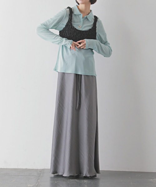 PURE BRIGHT(ピュアブライト)の「シルキーサテンバイアススカート(スカート・レディース・グレー/ピンク/イエロー・FREE)」の6枚目の写真