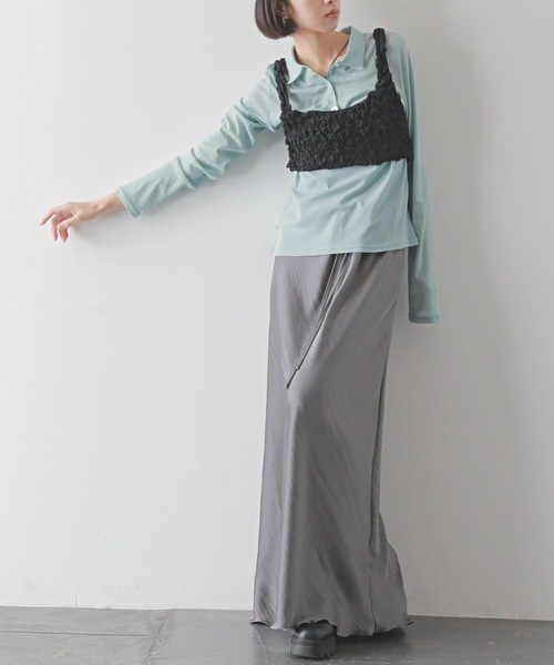 PURE BRIGHT(ピュアブライト)の「シルキーサテンバイアススカート(スカート・レディース・グレー/ピンク/イエロー・FREE)」の10枚目の写真