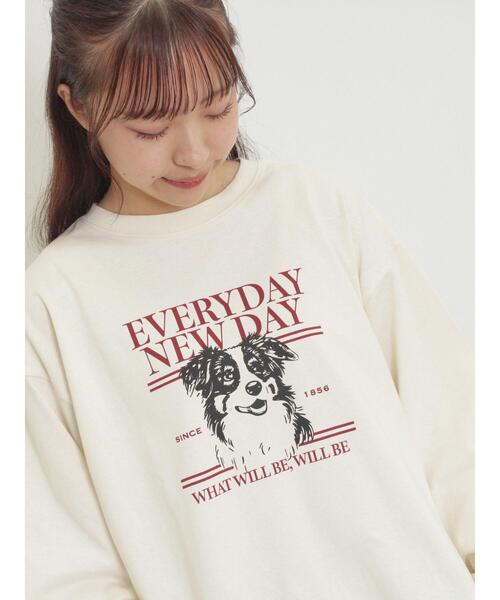 Samansa Mos2（サマンサ モスモス）の「柄アソートロングTシャツ（Tシャツ/カットソー・レディース・グレー/チャコールグレー/キナリ/オフホワイト・F）」の5枚目の写真