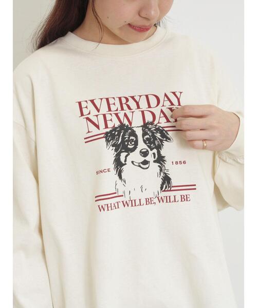 Samansa Mos2（サマンサ モスモス）の「柄アソートロングTシャツ（Tシャツ/カットソー・レディース・グレー/チャコールグレー/キナリ/オフホワイト・F）」の6枚目の写真