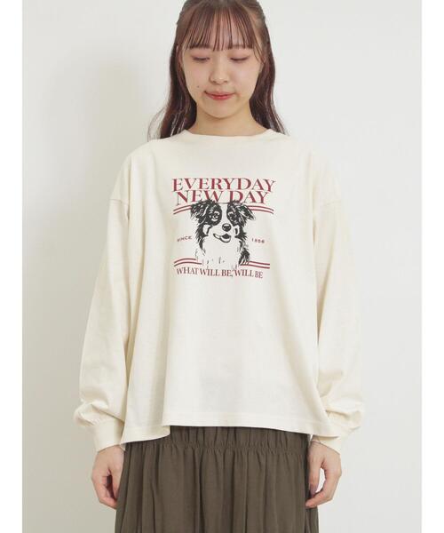 Samansa Mos2（サマンサ モスモス）の「柄アソートロングTシャツ（Tシャツ/カットソー・レディース・グレー/チャコールグレー/キナリ/オフホワイト・F）」の10枚目の写真