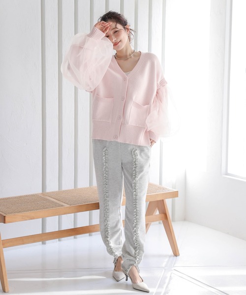 AMELY（エミリー）の「チュールボリュームスリーブニット