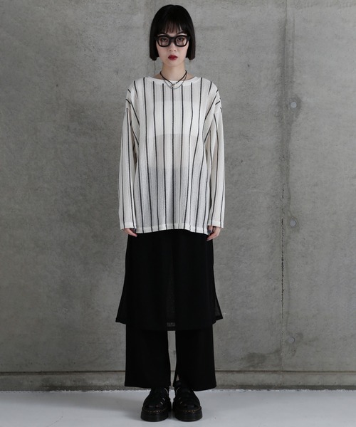 セール】(CHIGNON)ストライプレースプルオーバー（Tシャツ