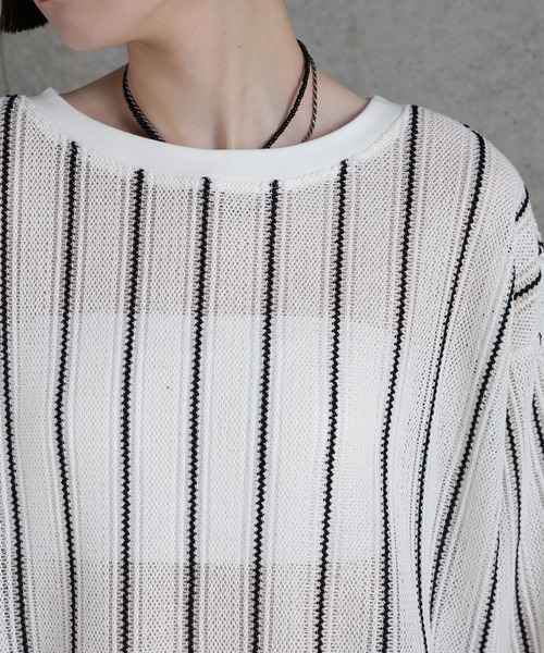 セール】(CHIGNON)ストライプレースプルオーバー（Tシャツ