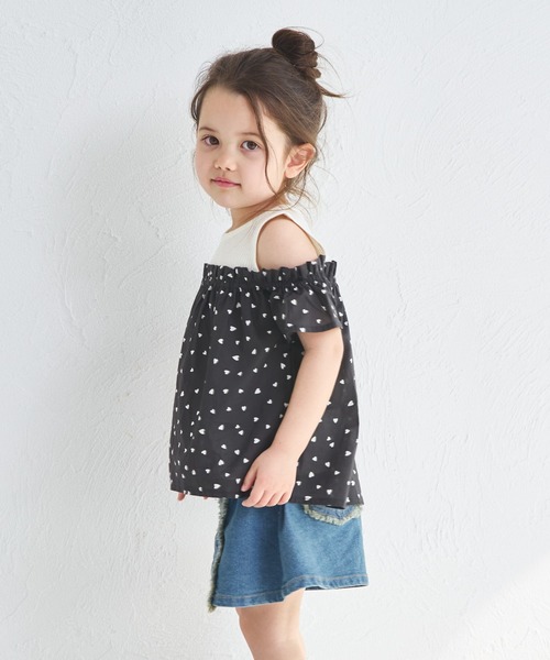 pairmanon(ペアマノン)の「【ふんわりワッフル】ワッフル オフショル ドッキングブラウス(シャツ/ブラウス・キッズ・ライトベージュ/ブラック/アイボリー・120/110/140/130/90/100/150)」の6枚目の写真