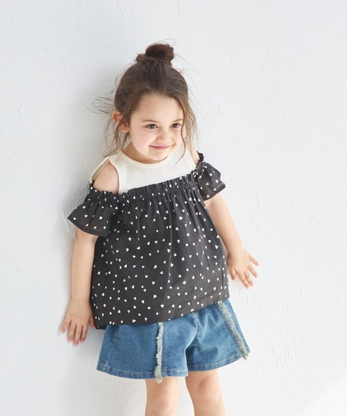 pairmanon(ペアマノン)の「【ふんわりワッフル】ワッフル オフショル ドッキングブラウス(シャツ/ブラウス・キッズ・ライトベージュ/ブラック/アイボリー・120/110/140/130/90/100/150)」の8枚目の写真