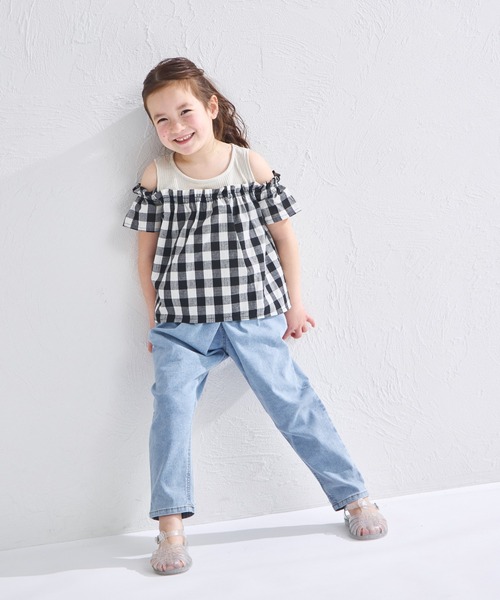 pairmanon(ペアマノン)の「【ふんわりワッフル】ワッフル オフショル ドッキングブラウス(シャツ/ブラウス・キッズ・ライトベージュ/ブラック/アイボリー・120/110/140/130/90/100/150)」の15枚目の写真