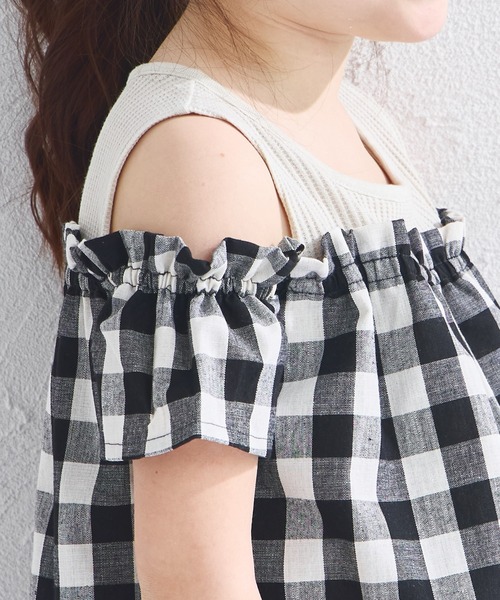 pairmanon(ペアマノン)の「【ふんわりワッフル】ワッフル オフショル ドッキングブラウス(シャツ/ブラウス・キッズ・ライトベージュ/ブラック/アイボリー・120/110/140/130/90/100/150)」の16枚目の写真