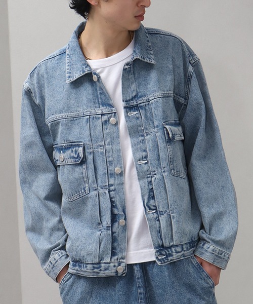 セール】ウォッシュ加工 オーバーサイズ デニムジャケット / Gジャン