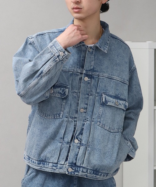 CORPUS SELECT(コーパストーキョー)の「ウォッシュ加工 オーバーサイズ デニムジャケット / Gジャン(デニムジャケット・メンズ・ブルー系その他2/ブルー系その他/ブラック系その他/ブラック系その他2・LL/L/M)」の19枚目の写真
