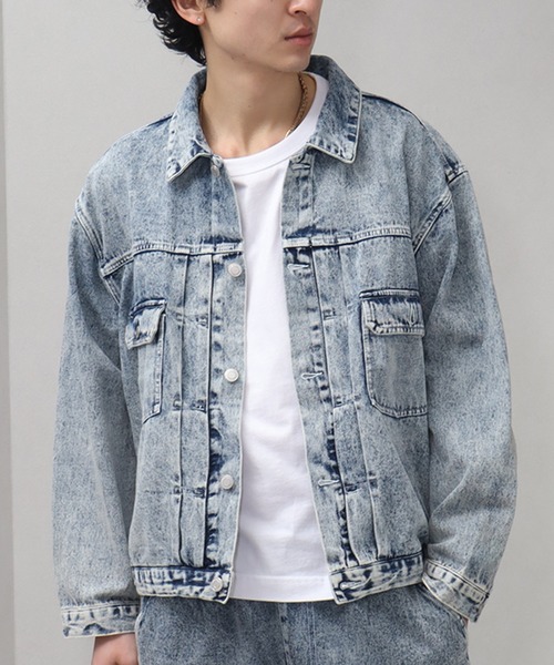 CORPUS SELECT(コーパストーキョー)の「ウォッシュ加工 オーバーサイズ デニムジャケット / Gジャン(デニムジャケット・メンズ・ブルー系その他2/ブルー系その他/ブラック系その他/ブラック系その他2・LL/L/M)」の9枚目の写真
