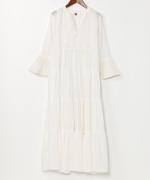 チャイハネ（チャイハネ）の「【チャイハネ】インティアティアードワンピース（ワンピース・レディース・ホワイト/グリーン/ブラック・FREE）」の5枚目の写真